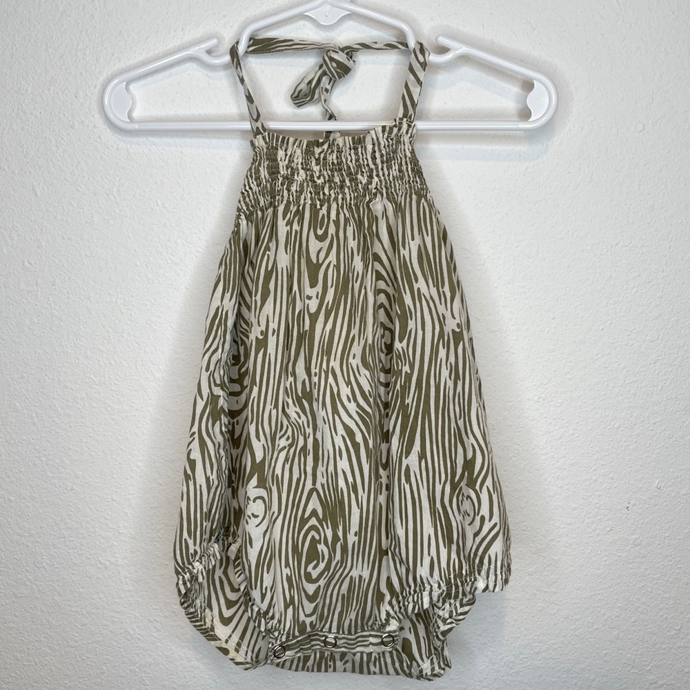 Kit + Lili smocked halter baby bubble romper light cotton boutique Sz 6-12 mo